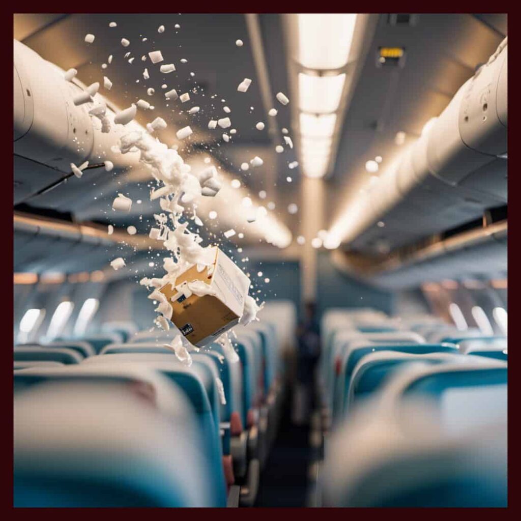Milk carton exploding on a plane