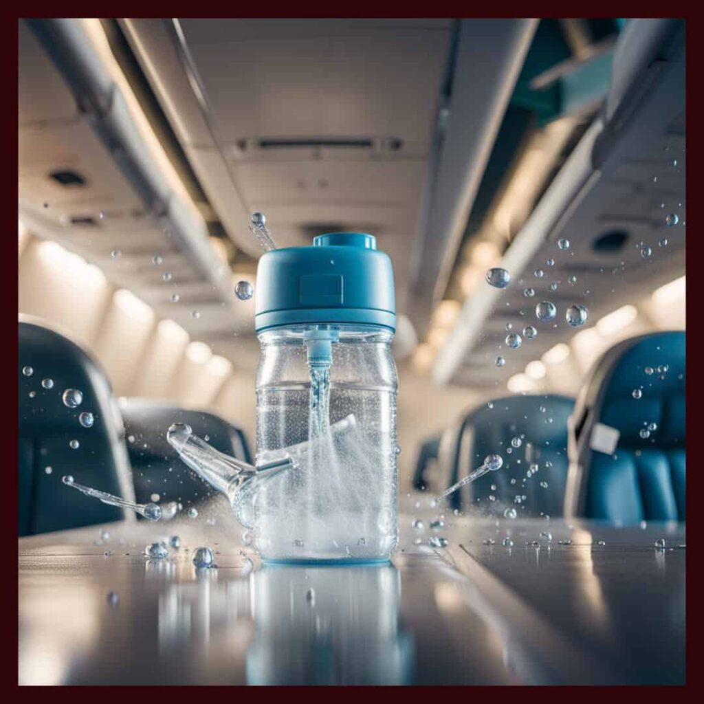 plastic bottle on plane 