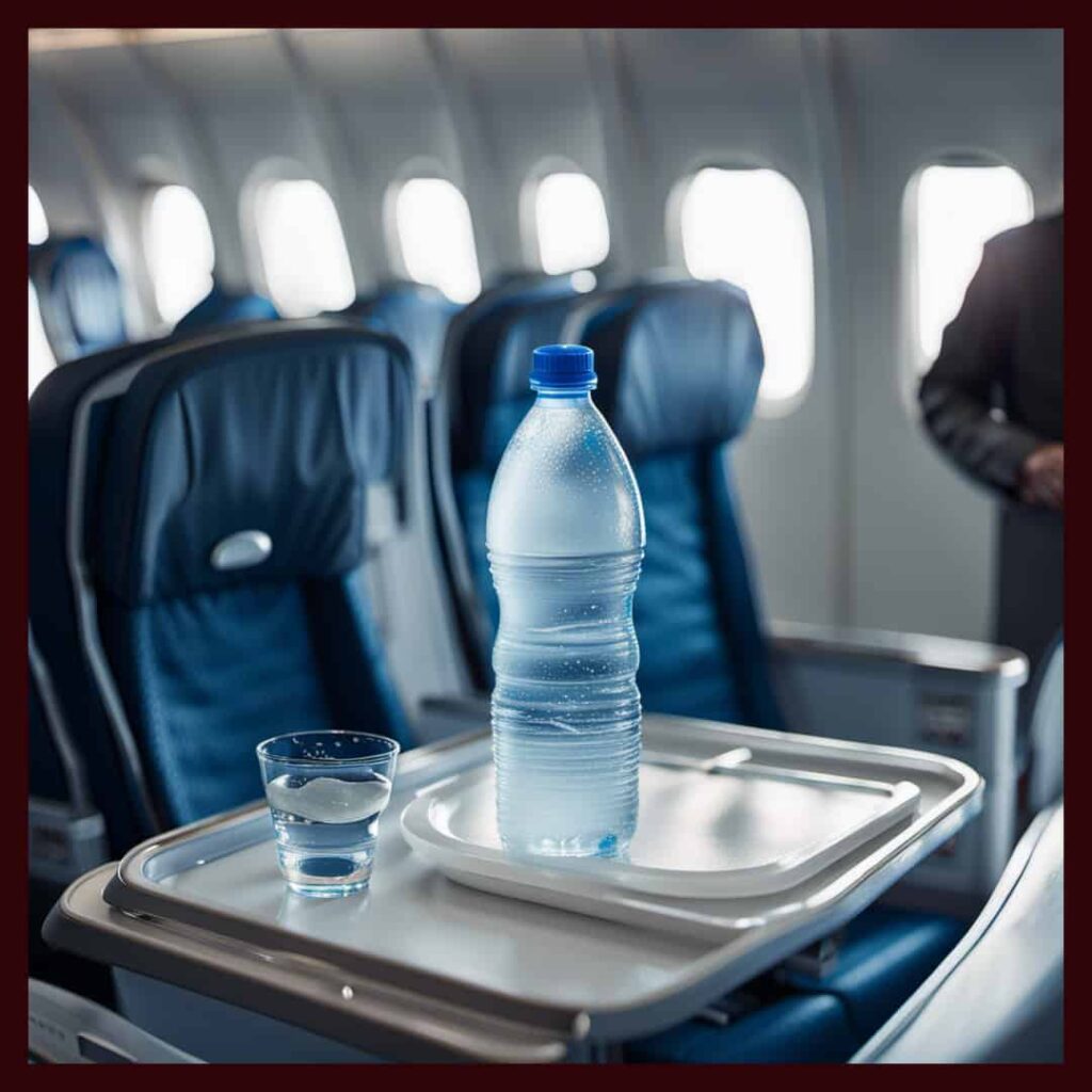 Plastic bottle on aircraft