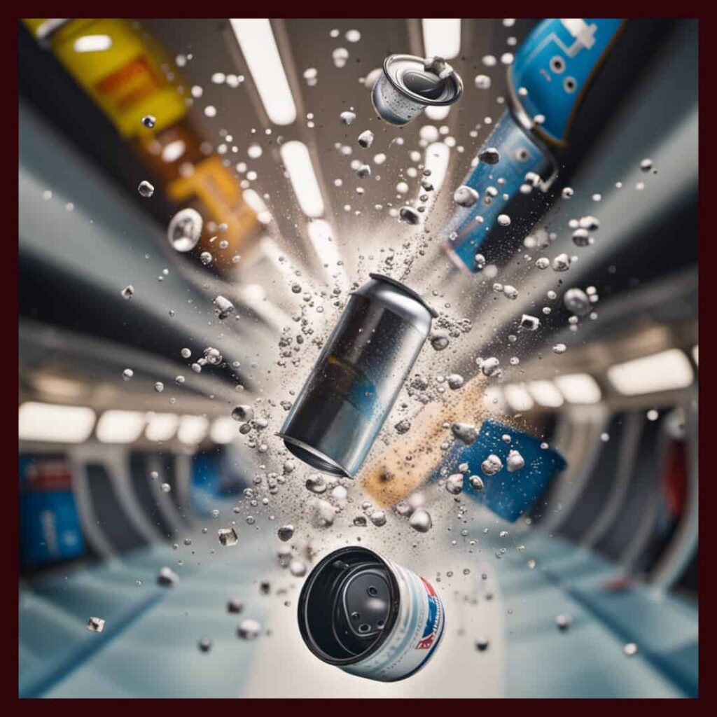 Soda can exploding during flight