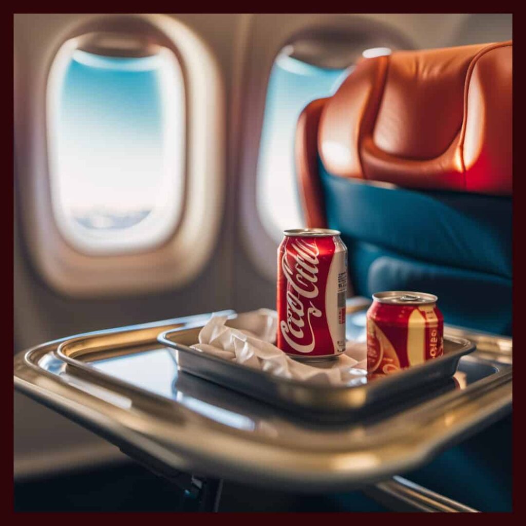Can of soda on a plane