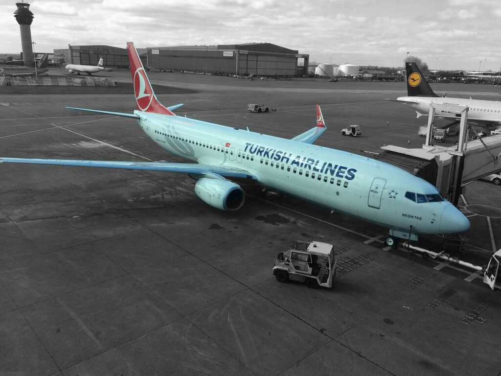 Turkish Airlines Aircraft waiting to push back 